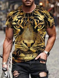 T Shirt Gold Yellow Tiger Head Novelty Fashion Tee Short Sleeve Men Stylish Soft Unisex
