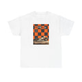 Vintage Race Car Grand Prix Tee | Orange Checkered Racing Graphic Unisex