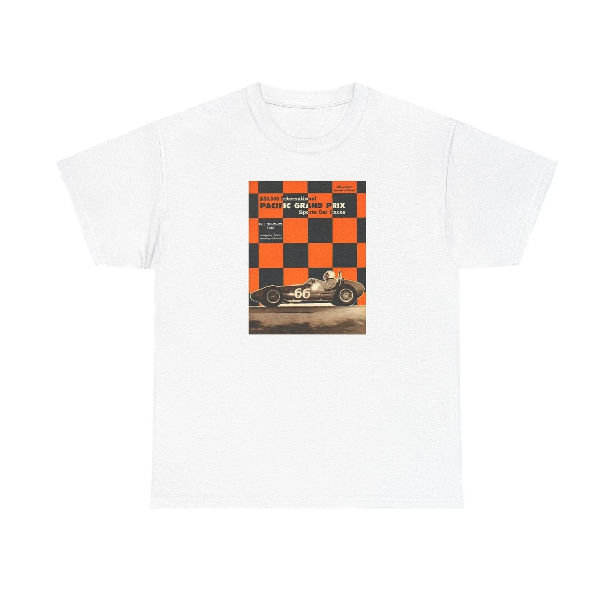 Vintage Race Car Grand Prix Tee | Orange Checkered Racing Graphic Unisex