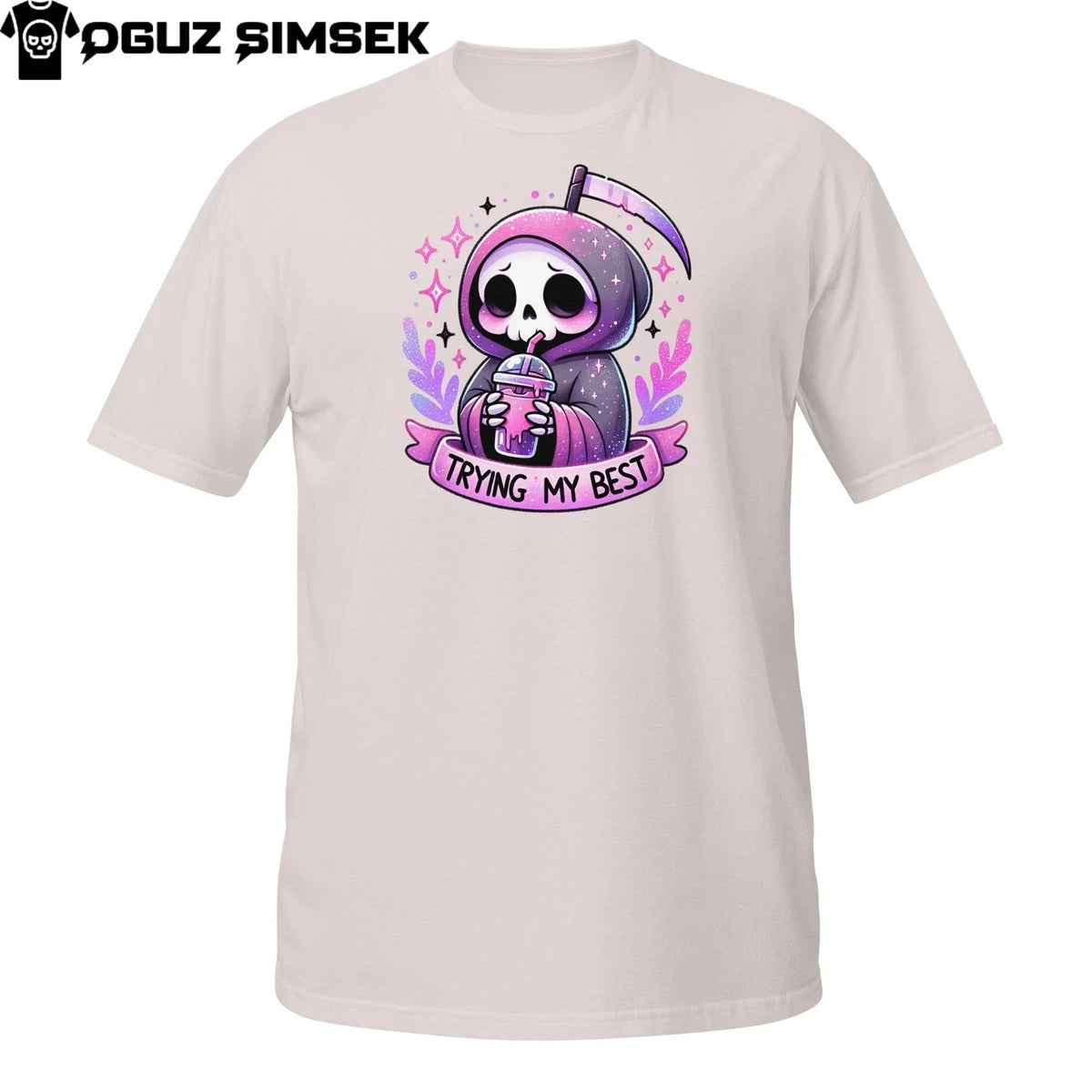 Trying My Best Grim Reaper | Cute Pastel Skeleton Dark Humor Tee Unisex