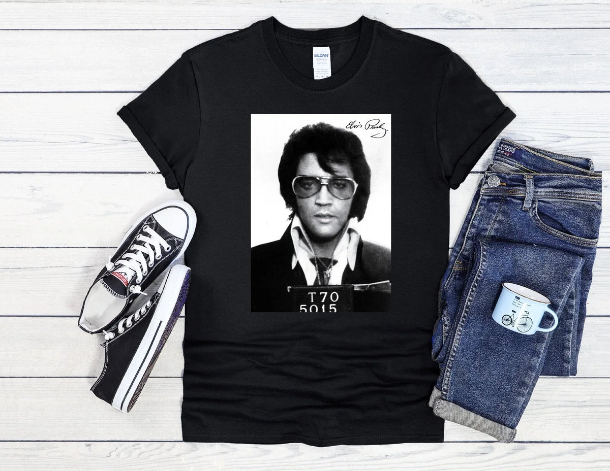 Elvis Presley Mugshot Rock N Roll Men Women Unisex T Shirt Baseball 2629 Unisex