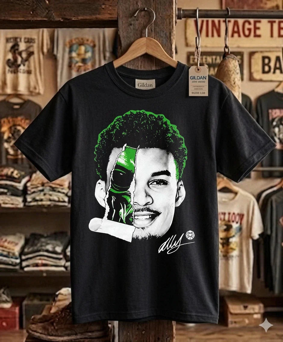 Vintage Wemby Alien Retro Basketball Tee - Texas Graphic Portrait Black Shirt Unisex