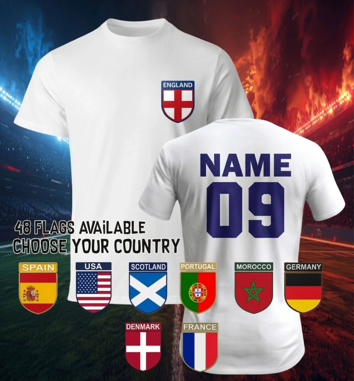 Personalised Football Custom Name & Number Shirt - Sports Lover Gift Tee Unisex