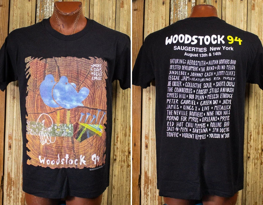 Vintage Woodstock '94 Festival Concert T Shirt 1994 Black Unisex