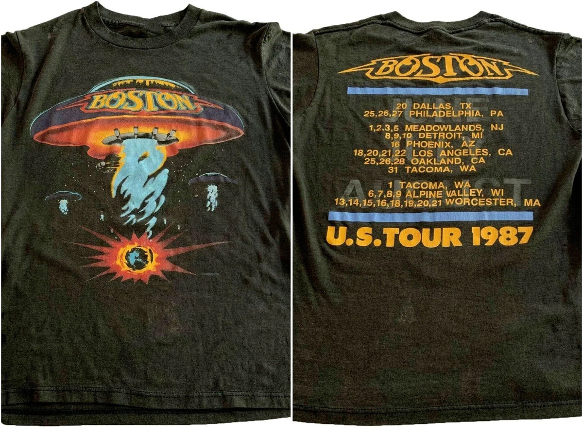 VINTAGE BOSTON ROCK BAND CONCERT TOUR SHIRT 1987 LIMITED Unisex