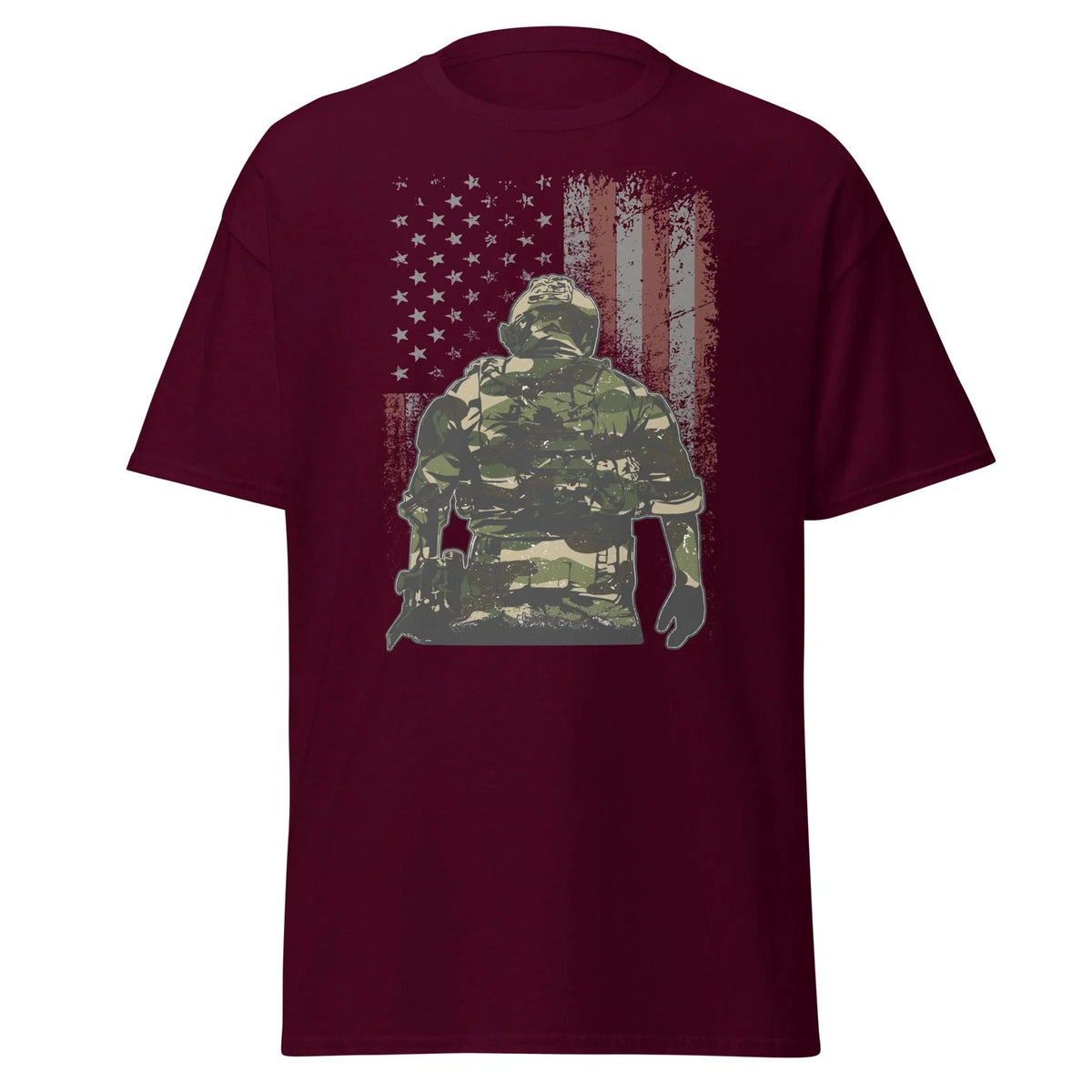Unisex Adult Heavy Cotton™ - Military: Gritty USA Flag & Soldier Unisex