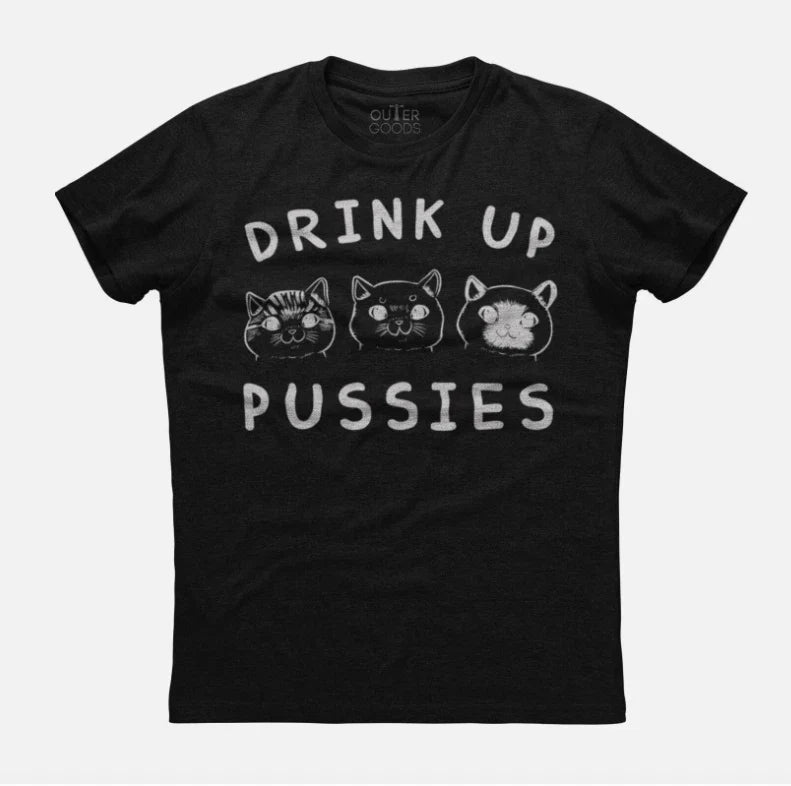 Cat Face Printed Mens Short Sleeve New Cotton Black Unisex