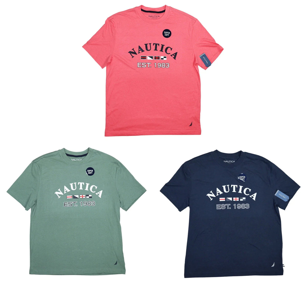 Nautica Logo Graphic Print Relaxed Fit Short Sleeve Crew Neck Men's NWT Unisex