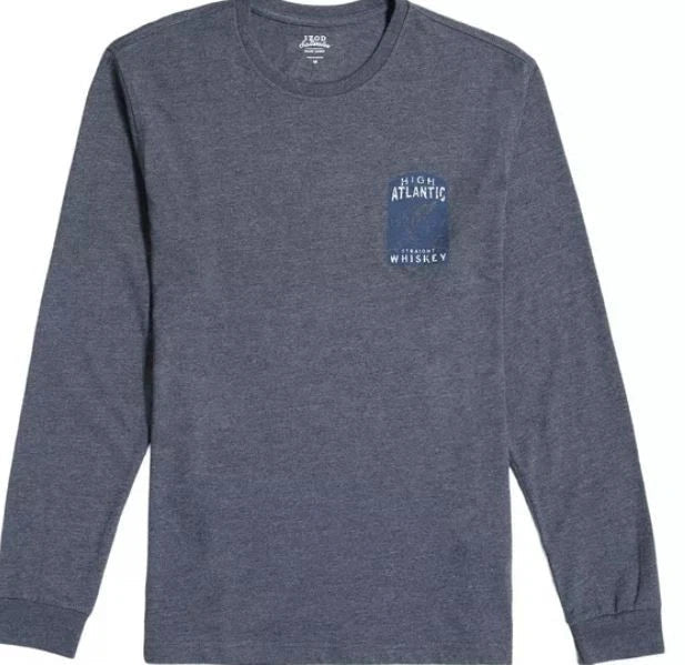 IZOD Men's Long Sleeve Saltwater Graphic , Carbon Heather, Medium Unisex