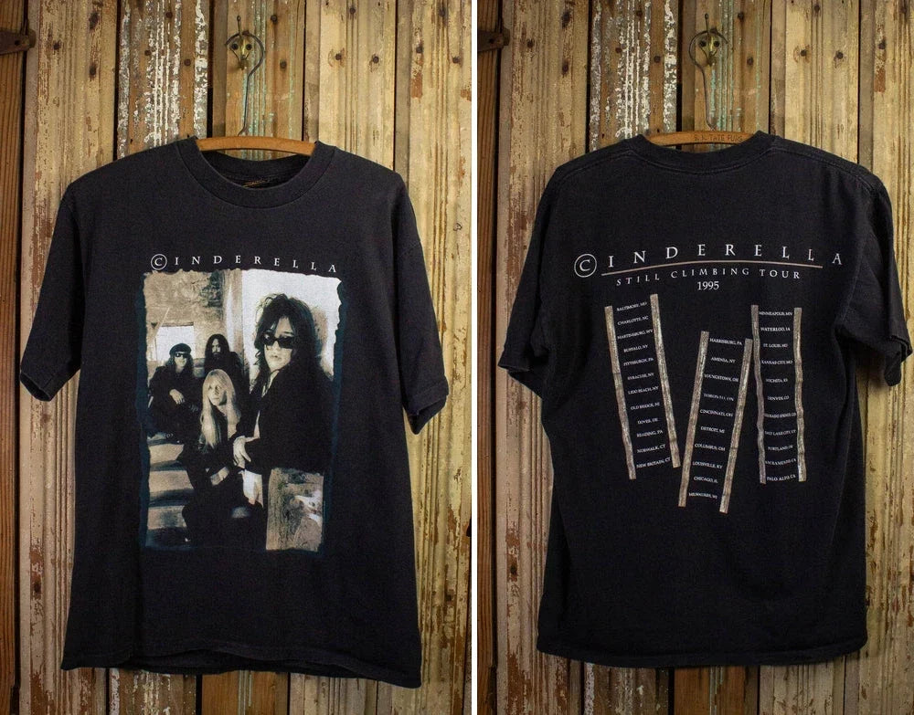 Vintage Cinderella Still Climbing Tour Concert T Shirt 1995 Black Unisex