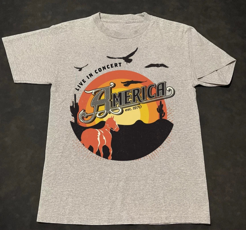 America – 50th Anniversary Tour Live In Concert Gray Color Shirt NI1572 Unisex