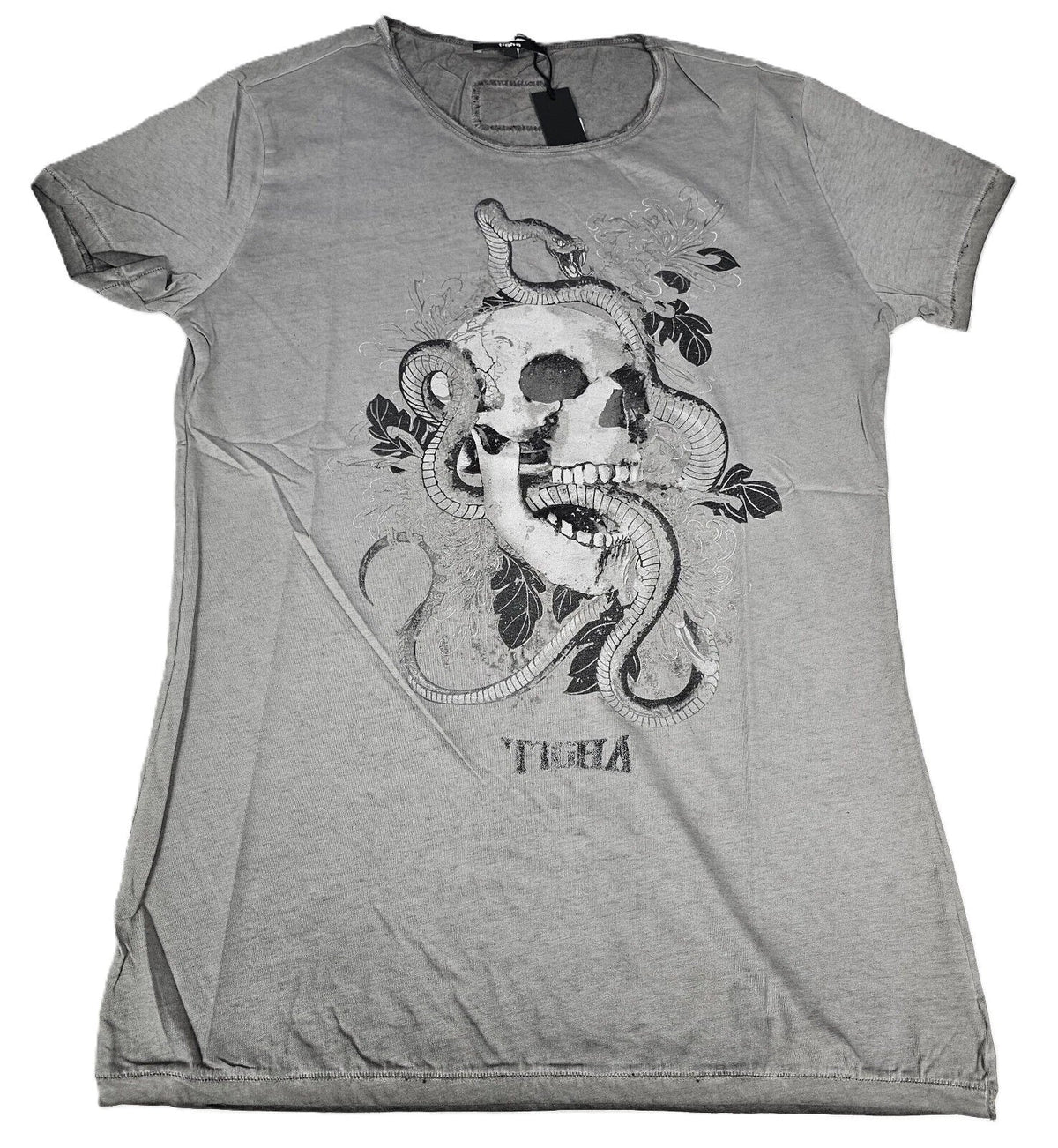 Tigha Mens T Shirt Tatto Skull Wren Vintage Grey Size M Unisex