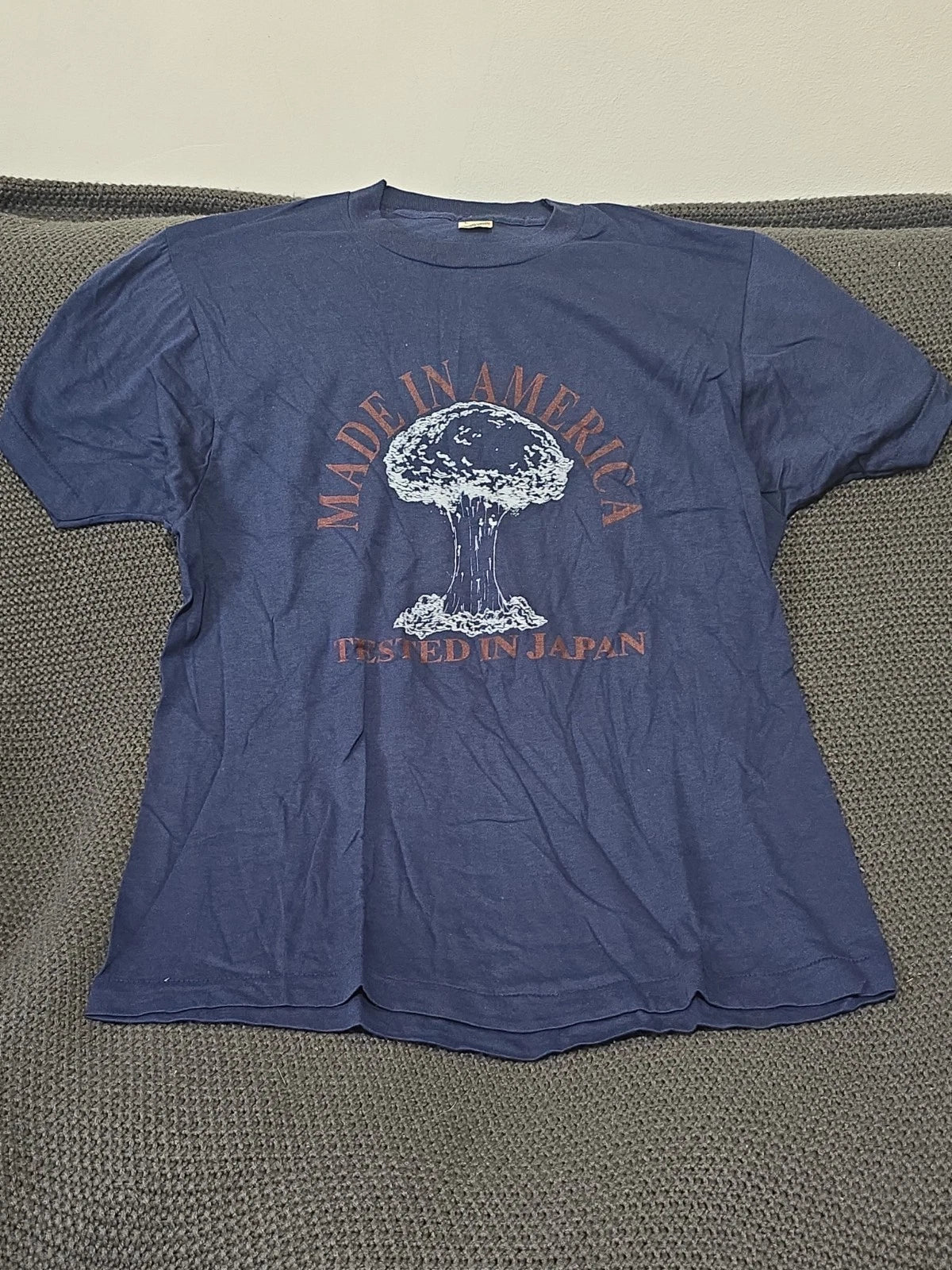 Vintage 80s Screen Stars "Made In America, Tested In Japan" Tee Shirt Size L Unisex