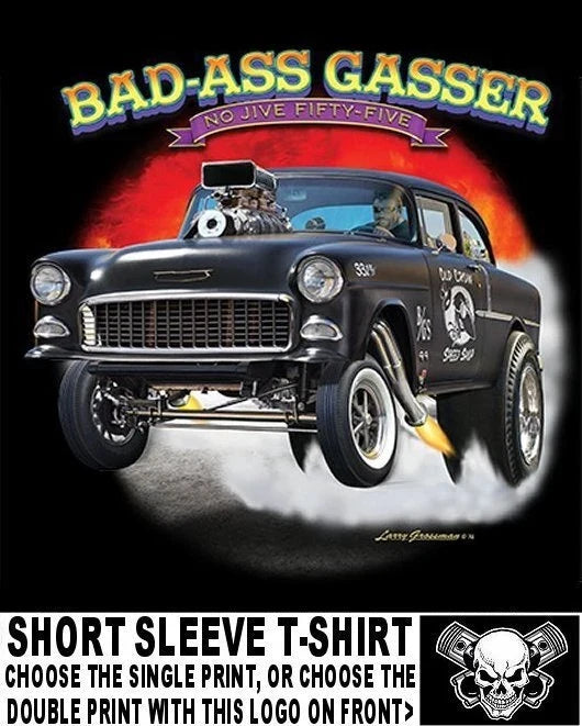 VINTAGE 1955 OUTLAW BAD ASS 2 LANE BLACKTOP GASSER DRAG RACE SKULL CAR 7 Unisex