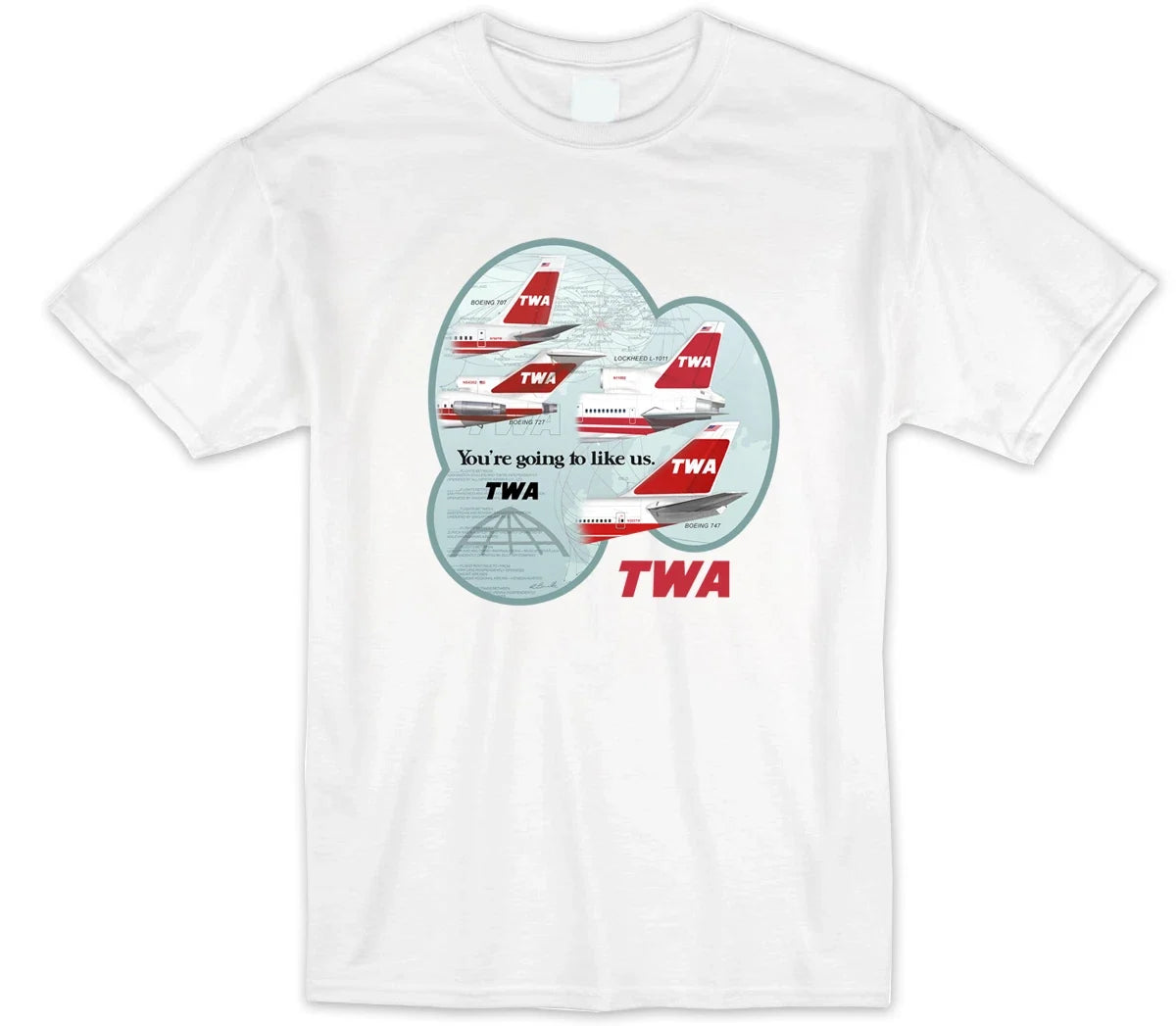 Classic Historic Airline TWA WHITE Tee Unisex