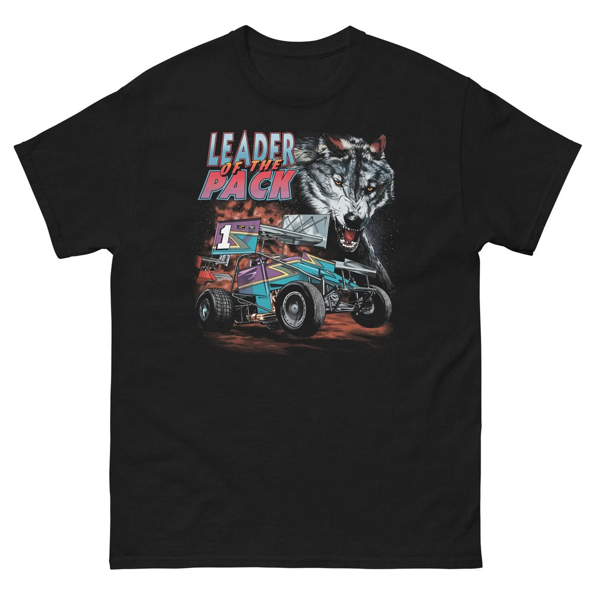 90s Style Sprint Car Racing Design “Leader of the Pack” Retro Wolf Unisex