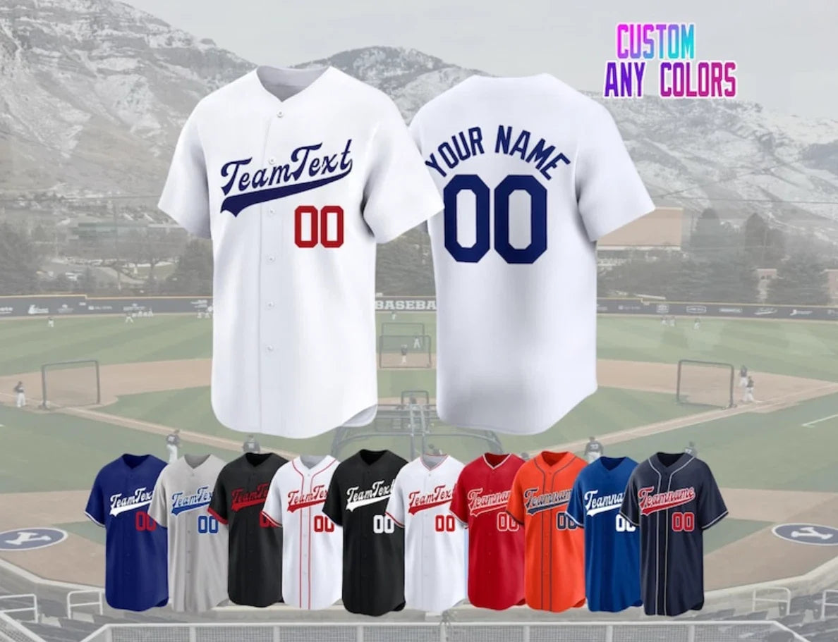 Custom Baseball Jersey Personalized Name Number Team Sports Uniform Gift Unisex