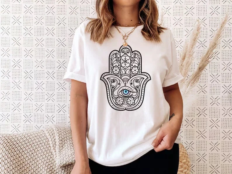 Hamsa Hand Graphic Tee Women's Mystic Spiritual Shirt Unisex