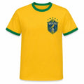 Retro Brazil Ringer Unofficial Football Fan Canary Crest Tee Gift Unisex