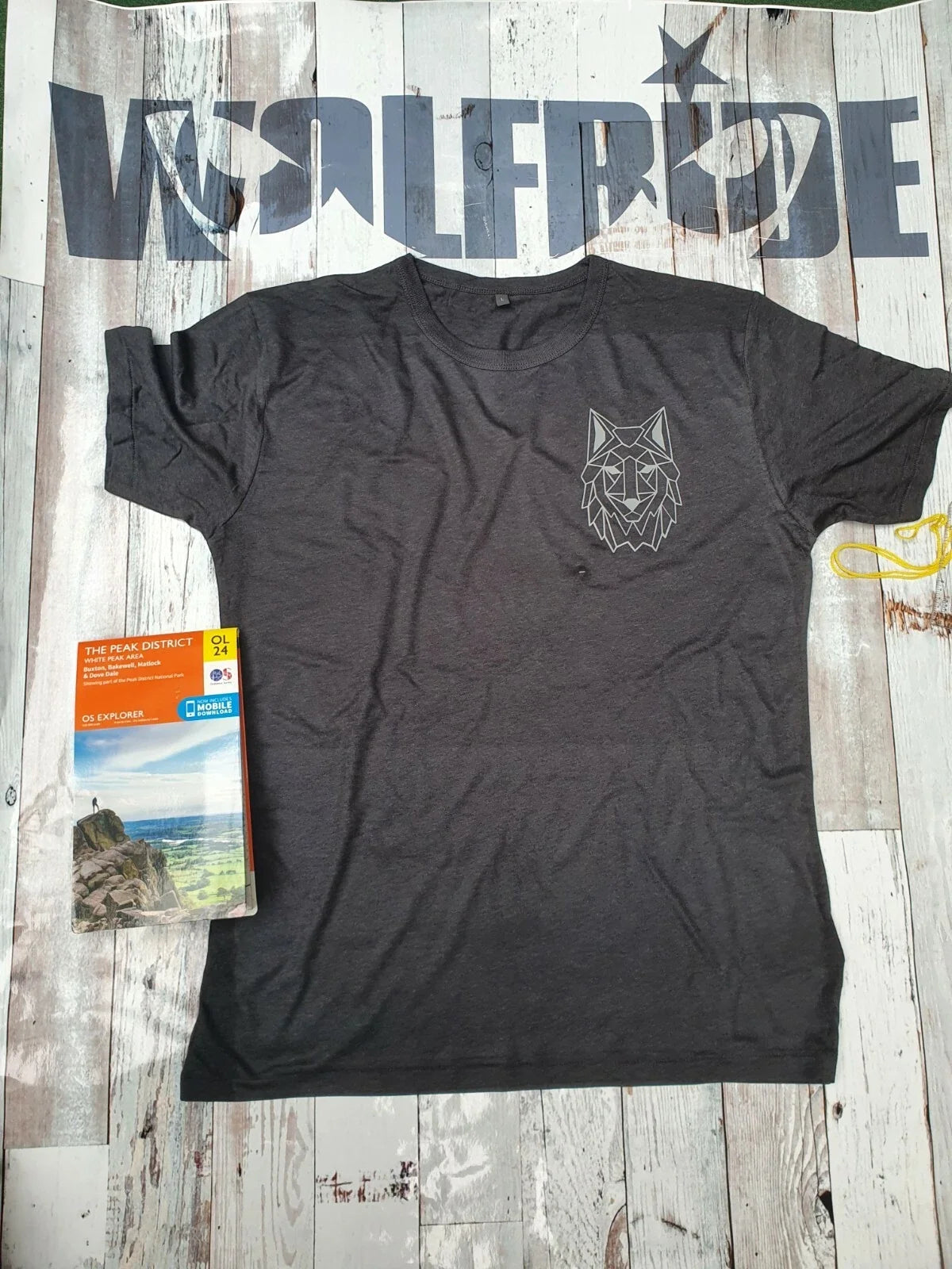 Mens eco bamboo down hill,mtb shirt, black or grey wolf print outdoor sports tee Unisex
