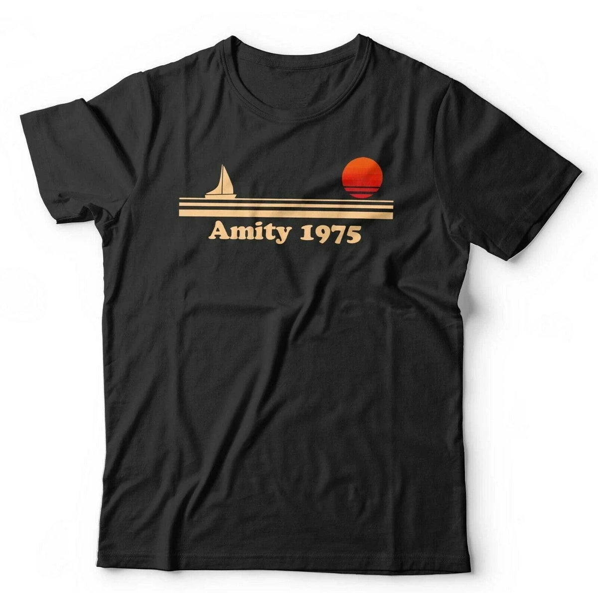 Jaws Tshirt Amity 1975 Unisex Shark Retro Vintage 70s Horror Film Quint Unisex