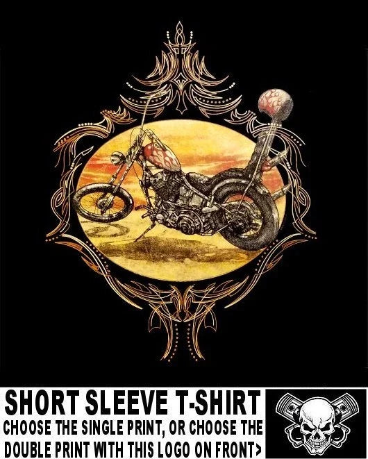Old School Vintage Chopper Motorcycle Flames Pinstripes Skull Biker W105 Unisex