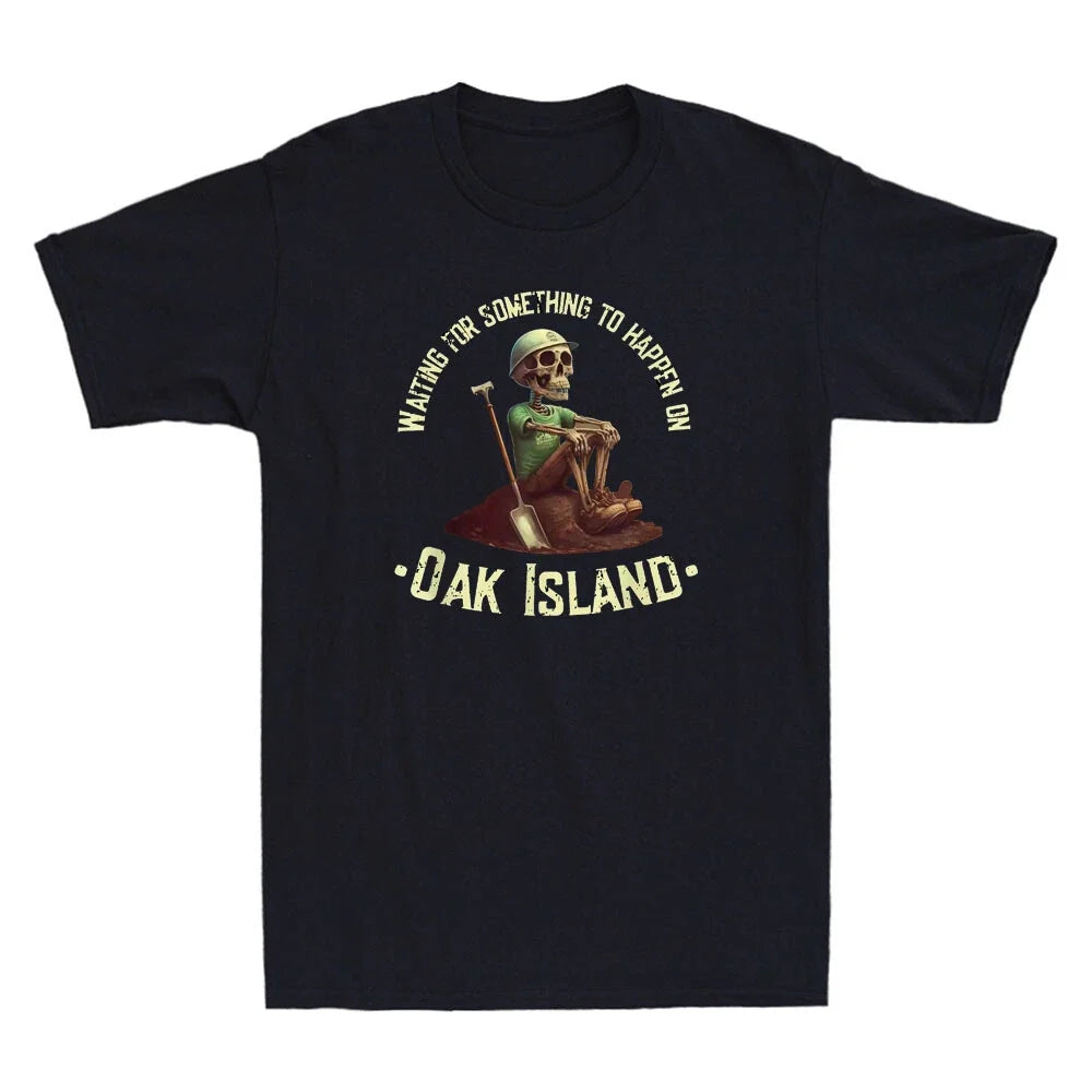 Oak Island Treasure Hunting Skeleton Funny Graphic Saying Vintage Men's Unisex