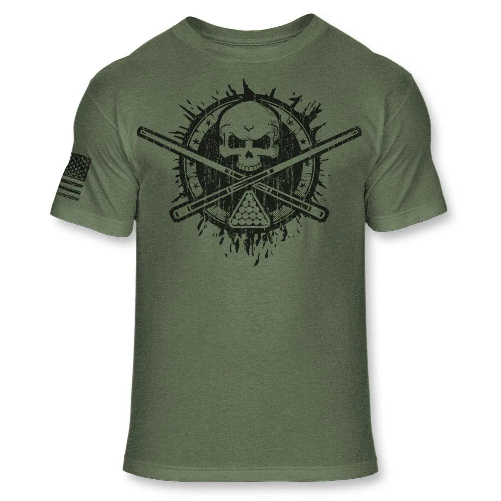 Billiard T Shirt - Pool Sticks Balls Skull American Flag Soft Blend Shirt - A134 Unisex