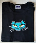 VINTAGE POSTER POP 2002 FRANK KOZIK BLACK RETRO BLUE CAT SIZE M T SHIRT COTTON Unisex