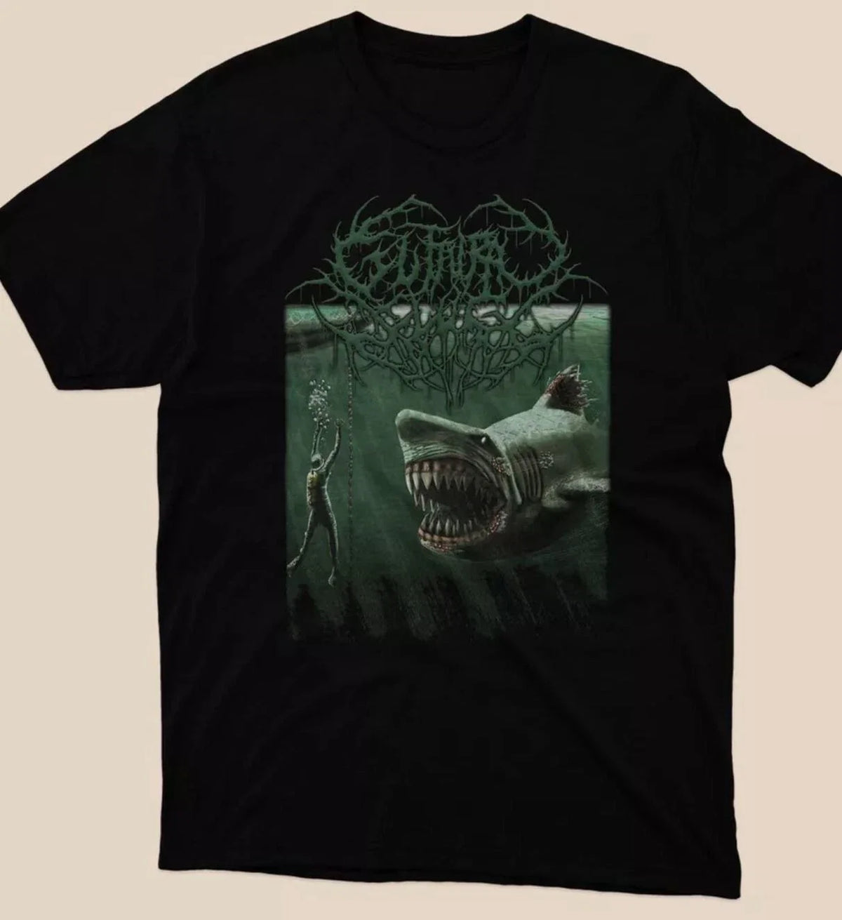 NWT Guttural Slug - Megalodon Classic Mens Black Tshirt Size S to 5XL Unisex