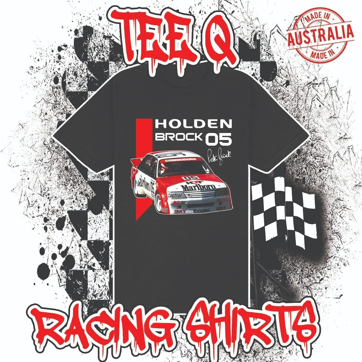 Holden Commodore VK Peter Brock Black Tee ~ 100% Australian Cotton V8 Unisex