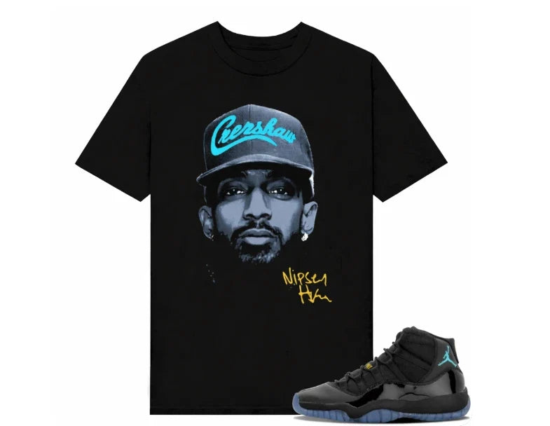 Gamma Blue 11s Sneaker Match Tees Black Nipsey Big Face Unisex