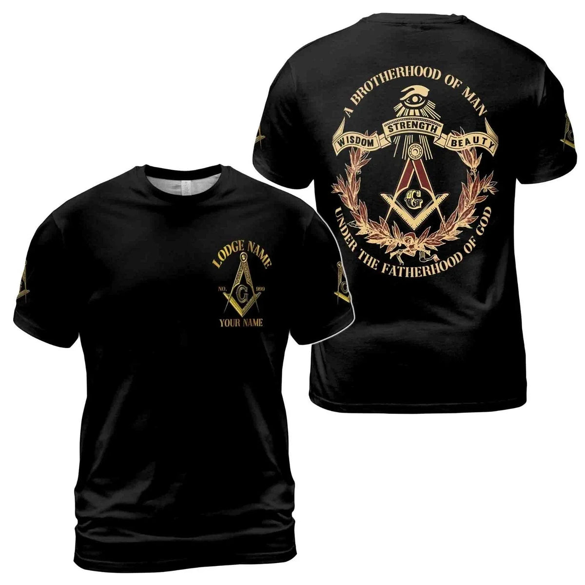 Customize Name Number Lodge Masonic Freemasonary 3D Unisex