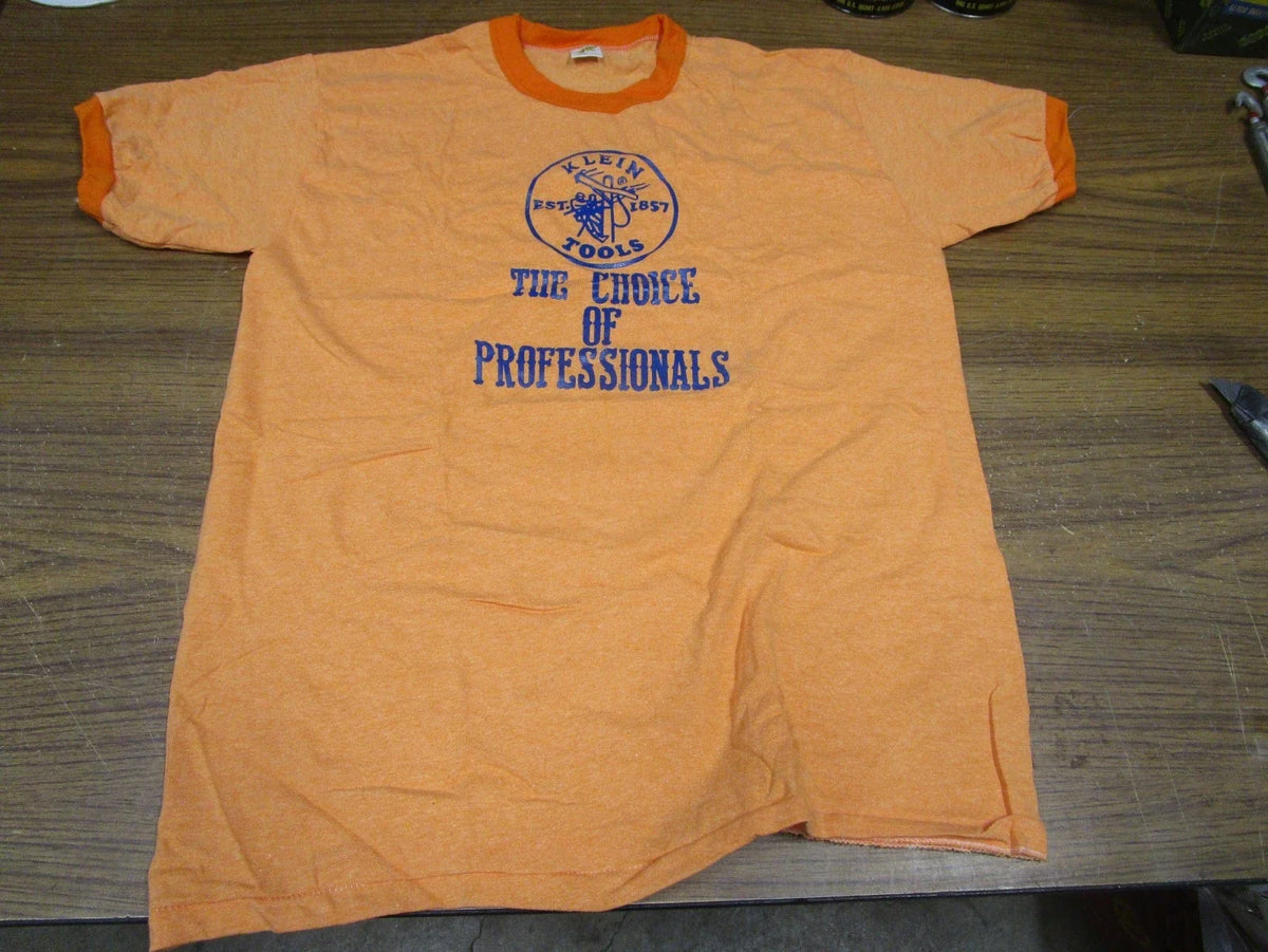NOS Vintage Klein Tools Tool Co. Advertising Tee Shirt Russell Athletic USA Med. Unisex