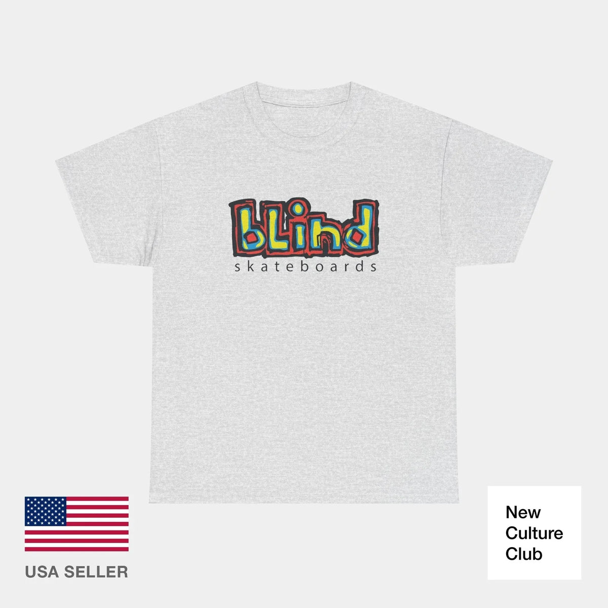 blind skateboards Vintage Logo v1 Yellow Gonz Retro Classic Skate TShirt Print Unisex