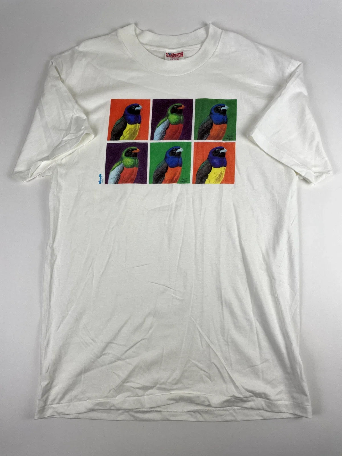 Keith Hansen 90s Graphic T Shirt Mens Large White Art Birds Vintage Tee Unisex