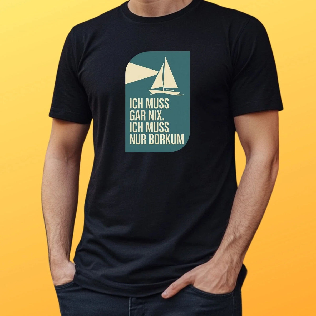 Mens Borkum Slogan Motif Cotton Size S to 5XL Unisex