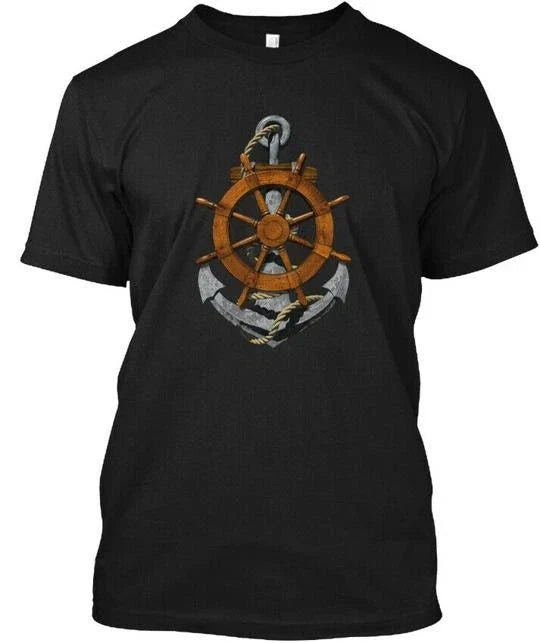 Nautical Ship Anchor And Wheel Made in the USA Size S to 5XL Unisex