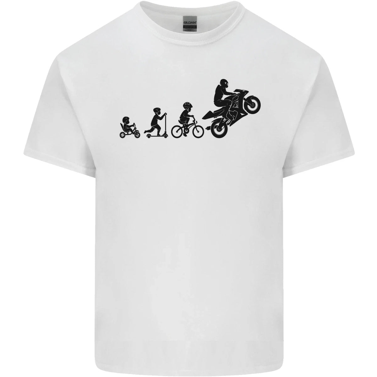 Motorbike Evolution Funny Biker Motorcycle Mens Cotton Tee Top Unisex