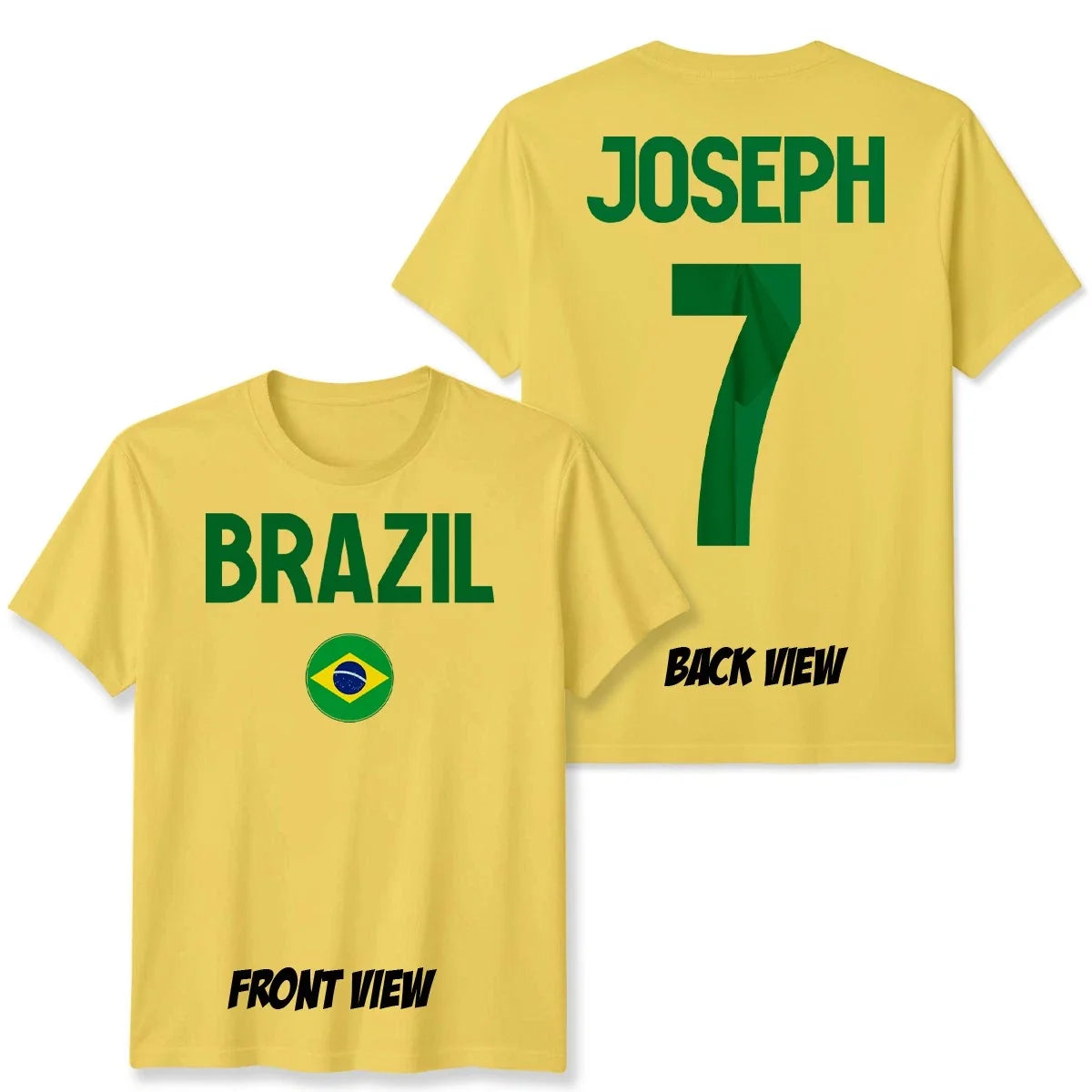 Personalised Brazil Unisex T Shirt Name/No Football Brasil Gift Mens Womens Tee Unisex