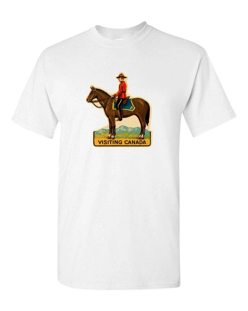 T Shirt Vtg Travel Art Cotton Tourist Retro Vacation Visiting Canada Mountie Unisex