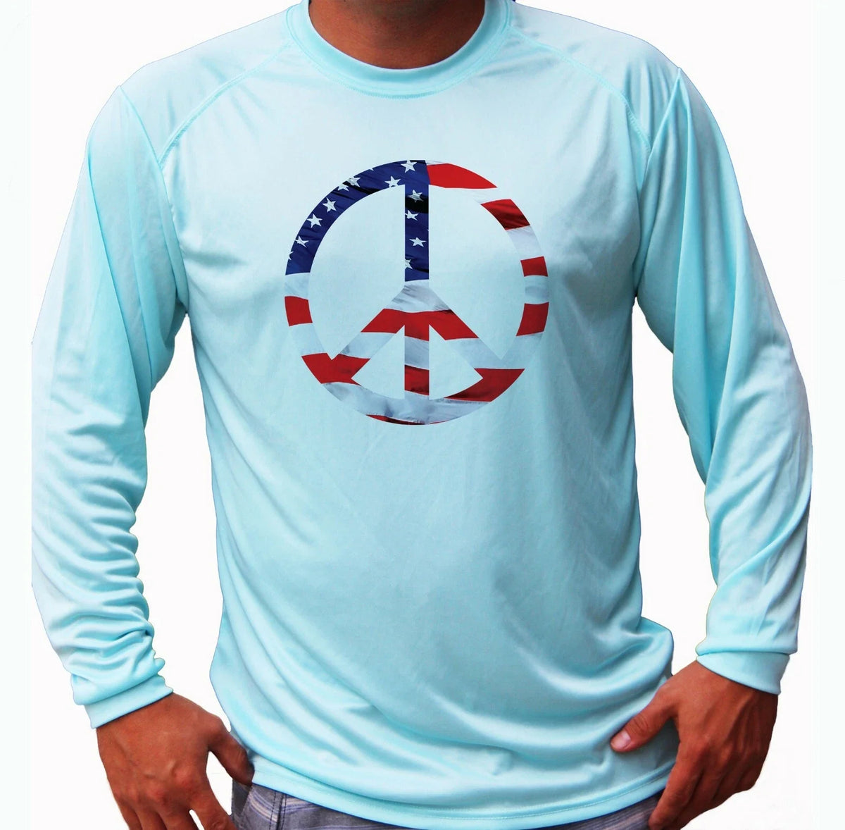 American Flag Peace Fishing Long Sleeve UPF 30 Boat Sport UV Protection Unisex