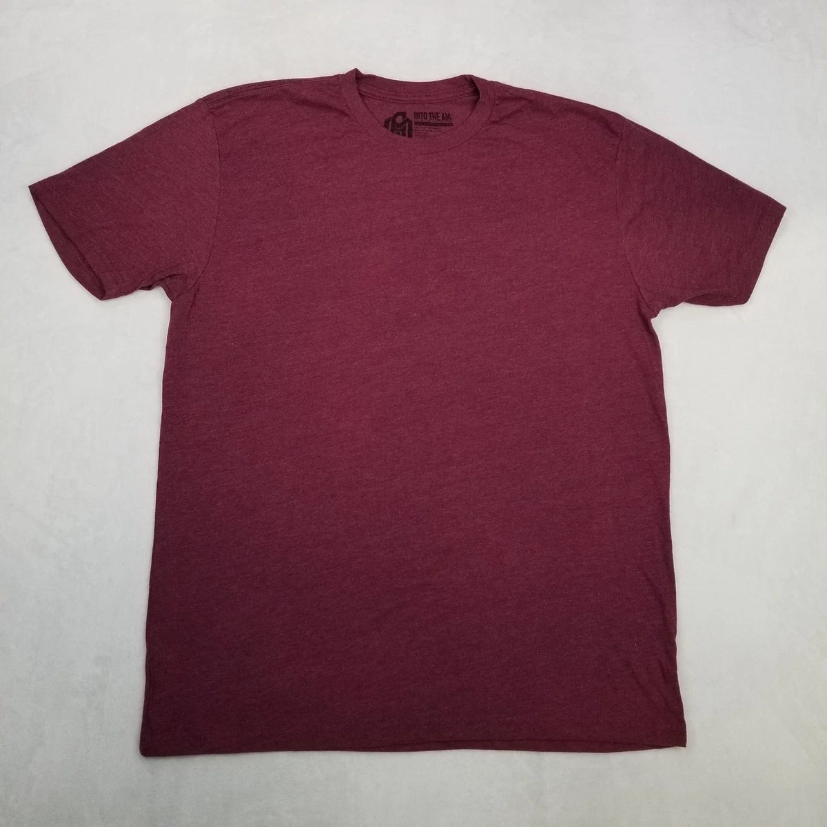 INTO THE AM Maroon Heather Basic Short Sleeve Crew Neck Men's Large Unisex