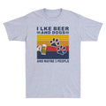 I Like Beer And Dogs And Maybe 3 People Retro Vintage Men's T Shirt Cotton Tee Unisex