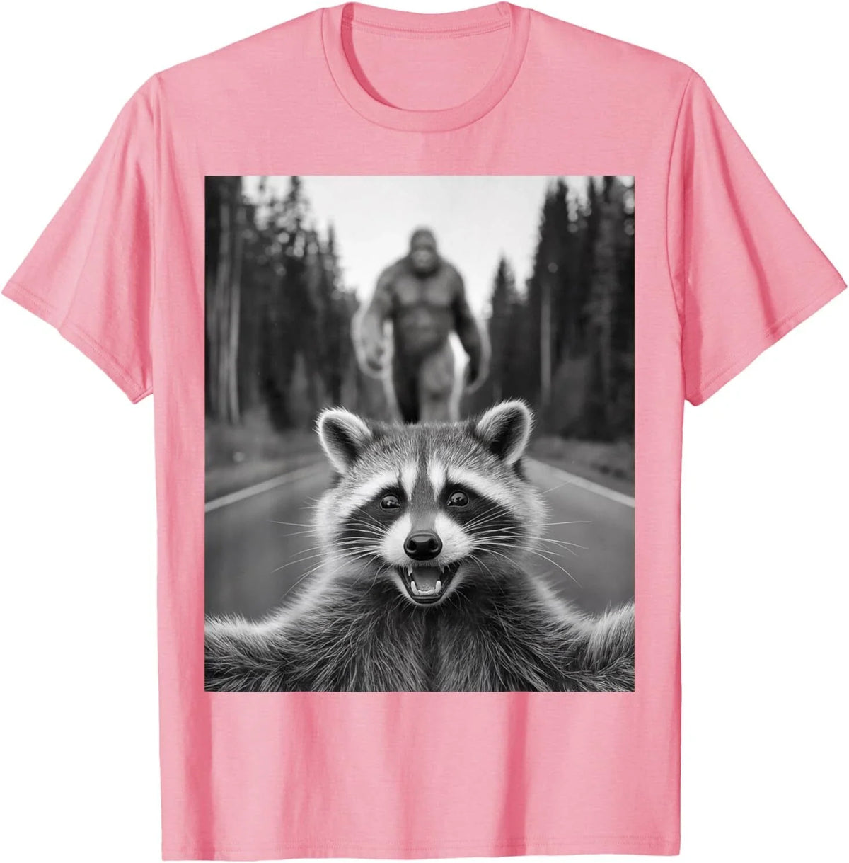 Scared Raccoon Selfie With Sasquatch Bigfoot , Funny Raccoon Unisex