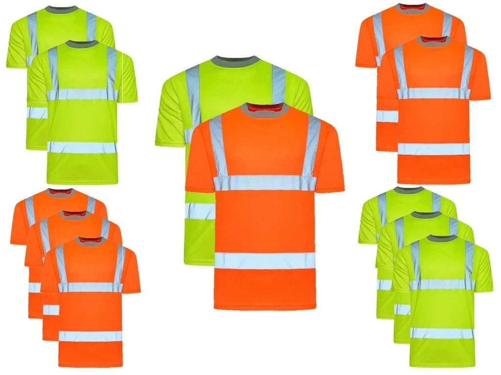 Men's Hi-Vis Workwear High Visibility Reflective Safety & Security Tees Unisex