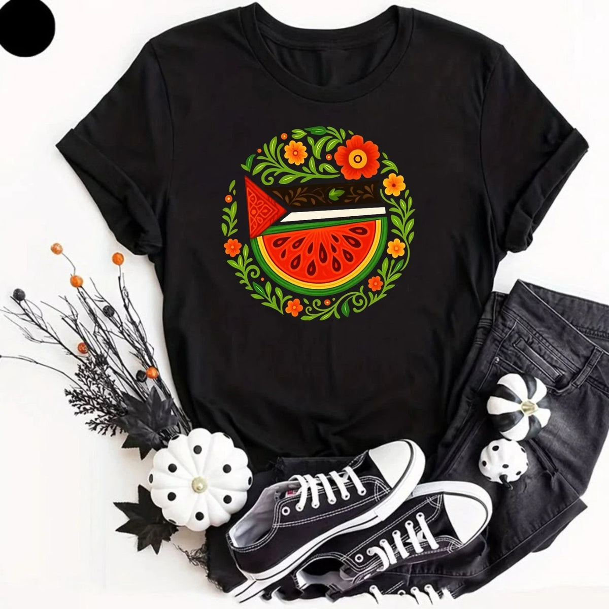 Solidarity Palestine T Shirt Watermelon Symbol Printed Save Gaza Protest Colors Unisex