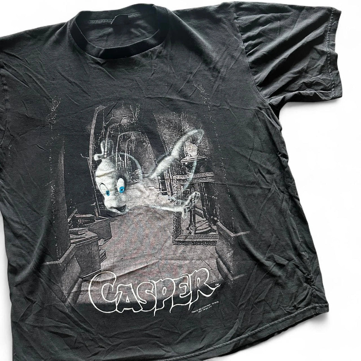 Vintage Casper Shirt Mens XL Black 1995 Ghost Movie Promo 90s Tee Faded Rare Unisex