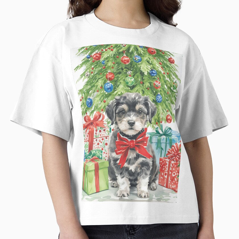 Christmas Puppy Coquette Watercolor by Magnolia Valley Art