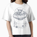 Vintage Highland Cow Riding UFO Animal Lover by DoodleTortle